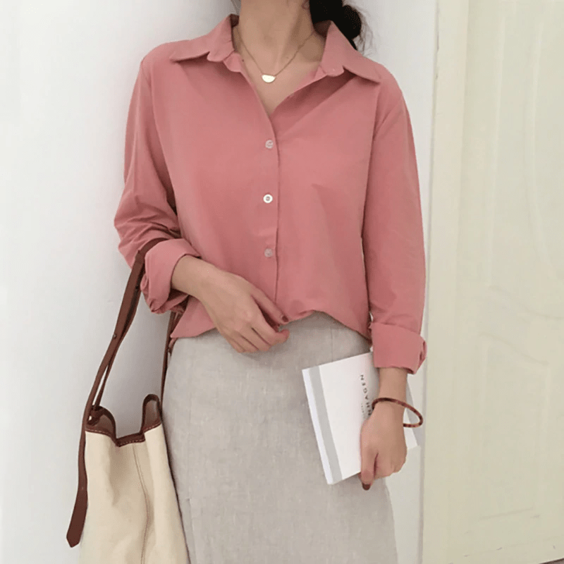 Solid Long Sleeve Office Blouse Mssza