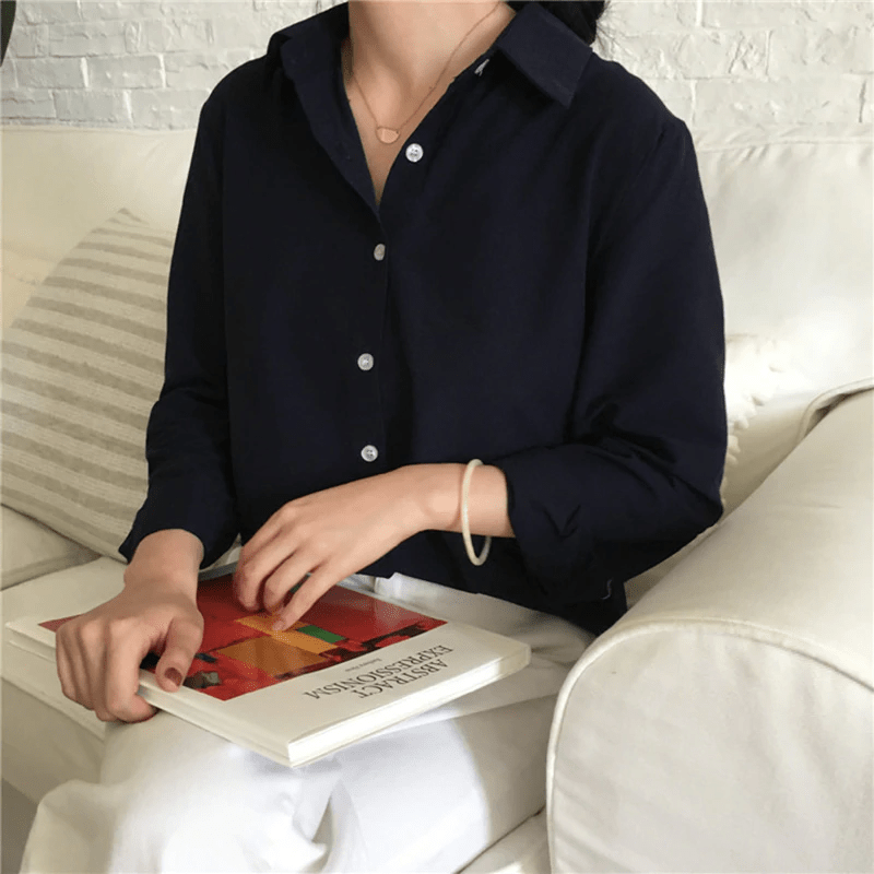 Solid Long Sleeve Office Blouse Mssza