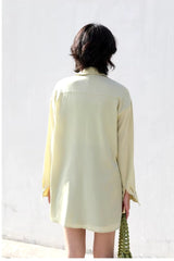 Solid Long Sleeve Skin Friendly Loose Medium Length Shirt Mssza