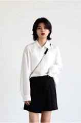 Solid Long Sleeve Skin Friendly Loose Medium Length Shirt Mssza