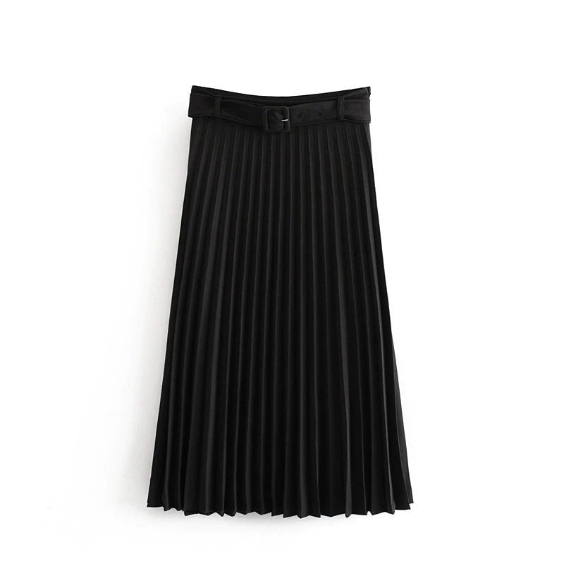 Solid Loose High Quality Mid Calf Skirts Mssza