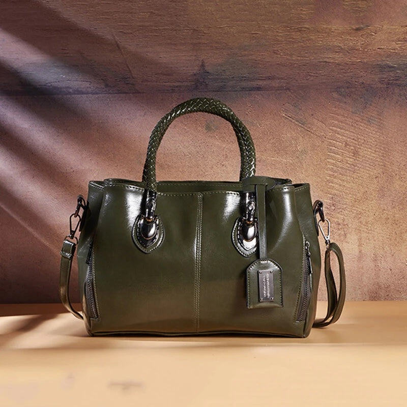 Solid Oil Wax Vintage Handbag Mssza