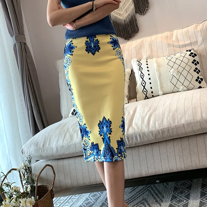 Solid Pencil Long Skirt Office Skirts High Waist Slim Skirt Mssza