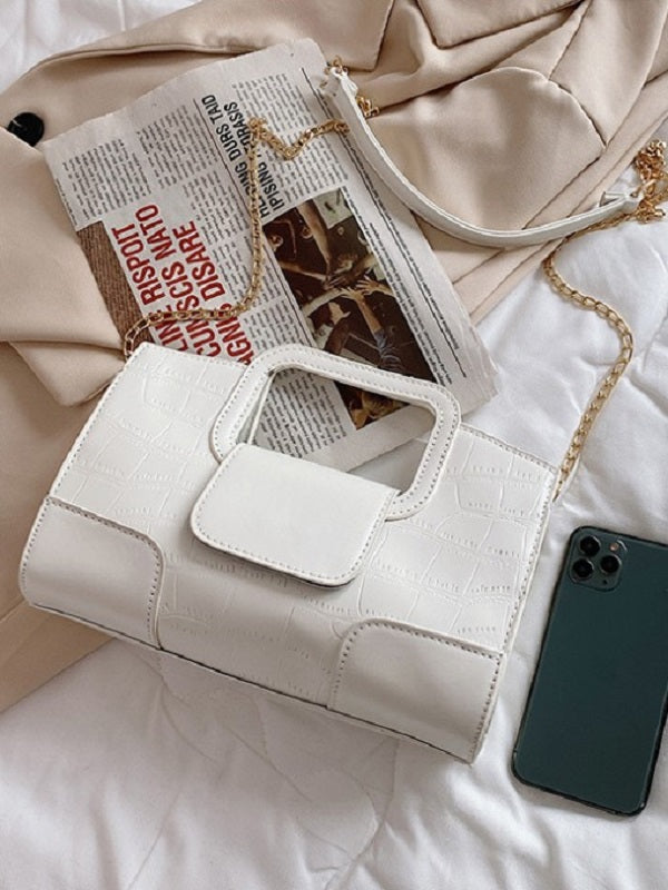 Solid Plaid Chain Handbags Mssza