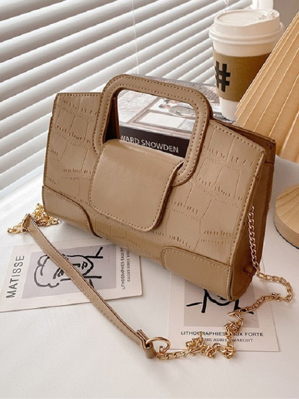 Solid Plaid Chain Handbags Mssza