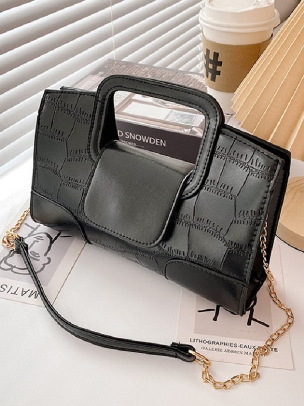 Solid Plaid Chain Handbags Mssza