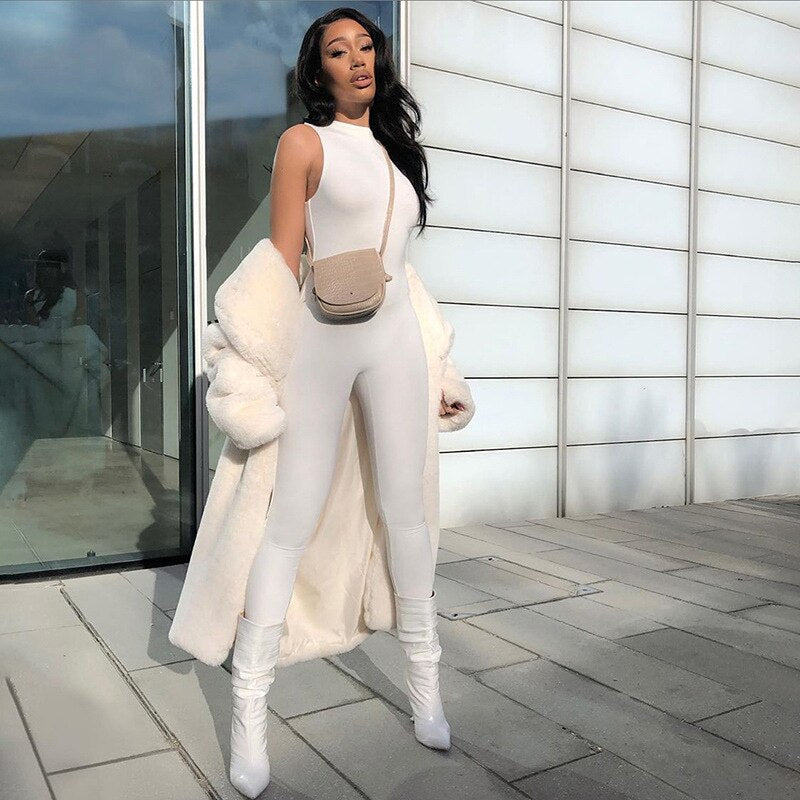 Solid Club Bodycon One Piece Jumpsuits Mssza