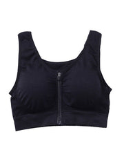 Solid Shockproof Front Zipper Sports Tank Top Mssza