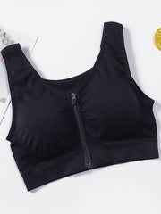 Solid Shockproof Front Zipper Sports Tank Top Mssza