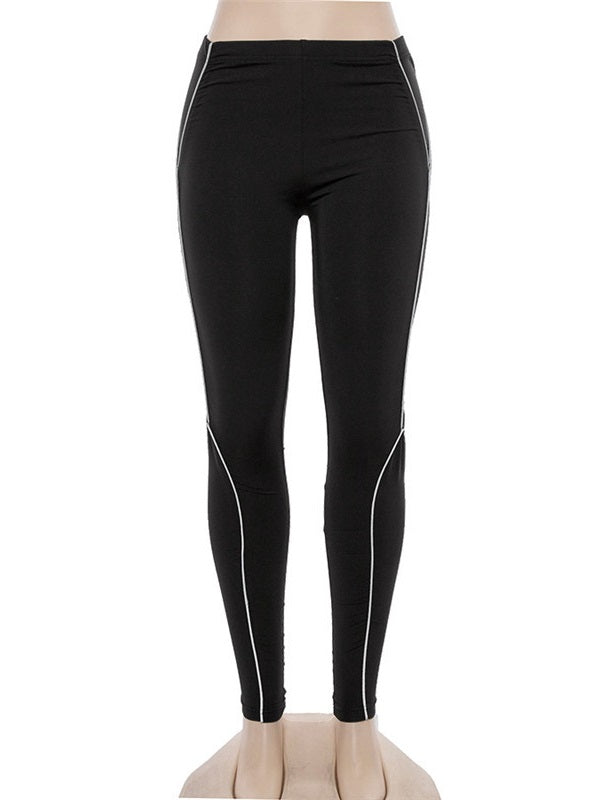 Solid Skinny Elastic Fly Yoga Reflective Long Pants Mssza