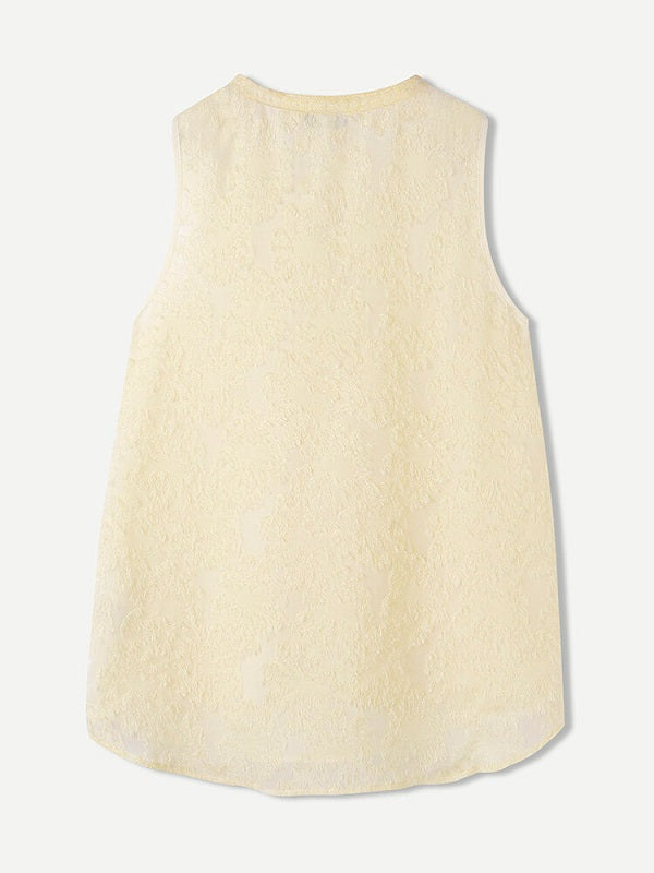 Solid Sleeveless Button V-neck Casual Tank Top Mssza