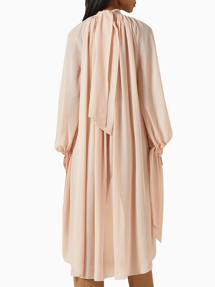 Casual Solid Spliced Folds Neck Long Sleeve Irregular Loose Blouses Shirts Mssza