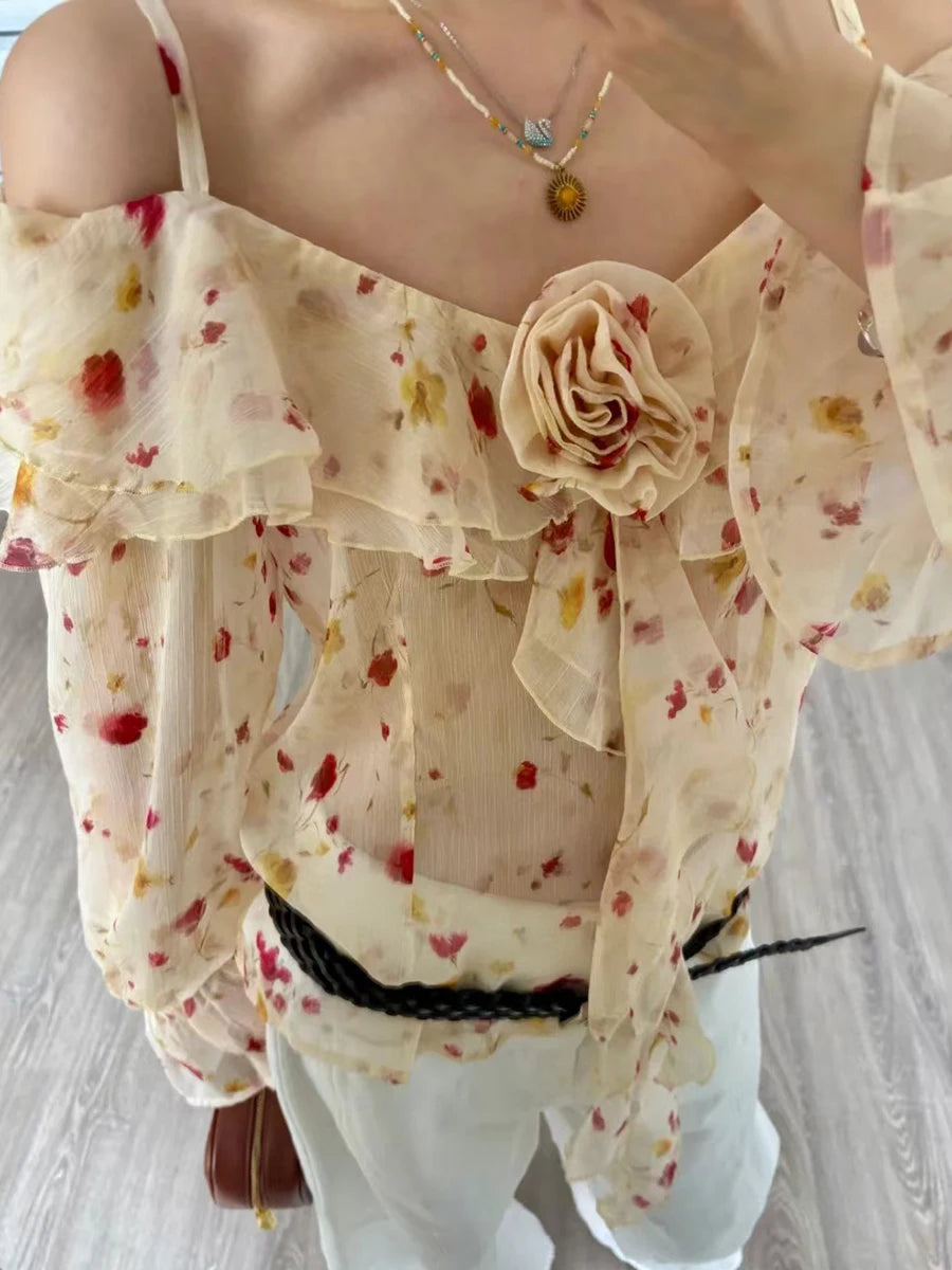 Solid Spliced Ruffles Sleeveless Temperament Mesh Vest Top Mssza