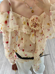 Solid Spliced Ruffles Sleeveless Temperament Mesh Vest Top Mssza
