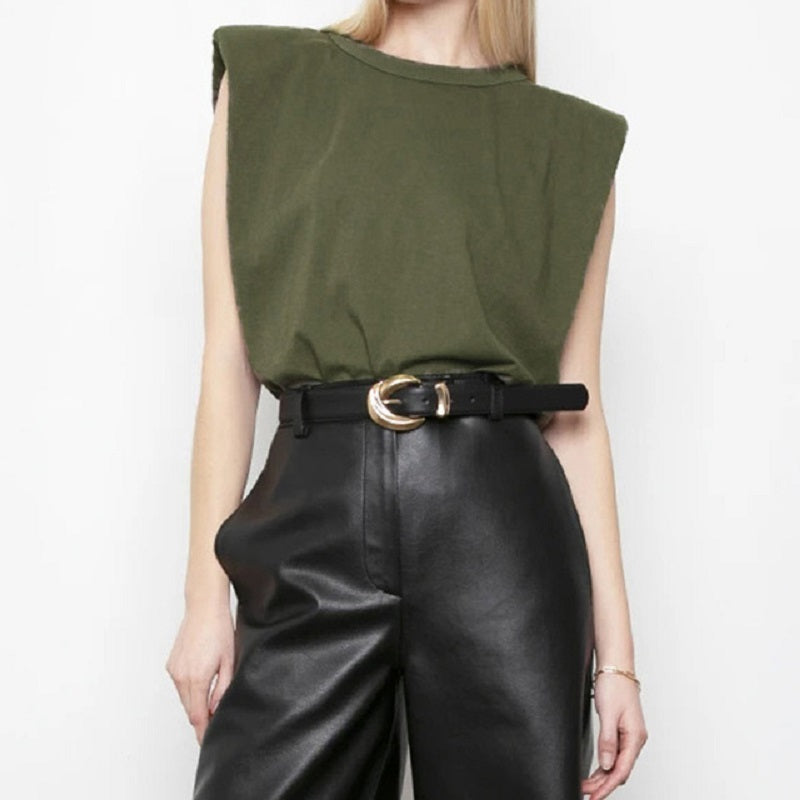 Solid Streetwear Casual Sleeveless Loose O-neck Tank Tops Mssza