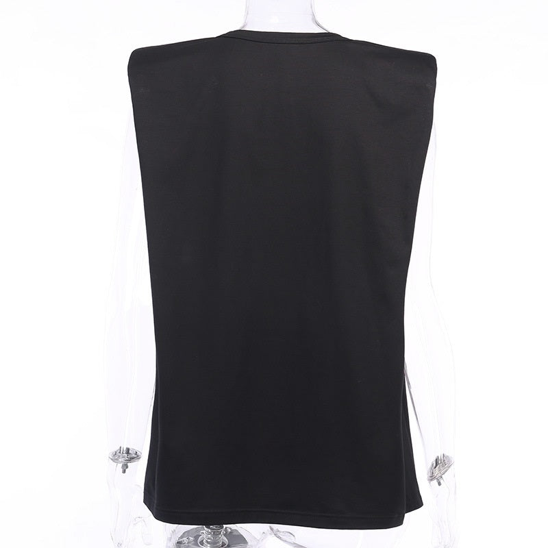 Solid Streetwear Casual Sleeveless Loose O-neck Tank Tops Mssza