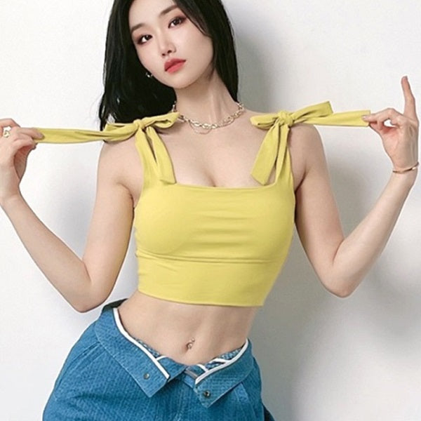 Solid Yoga Crop Top Athletic Vest Gym Shirt Sportswear Mssza