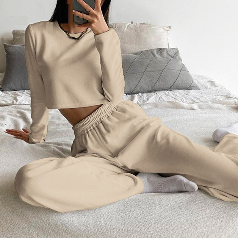 Solid color two piece Loose casual suit Mssza