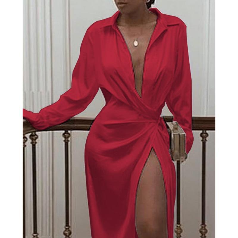 Solid twisted design shirt dress Mssaz Desses