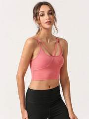 Spaghetti Strap Breathable Yoga Camisole With Breast Pad Mssza