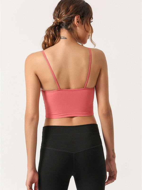 Spaghetti Strap Breathable Yoga Camisole With Breast Pad Mssza