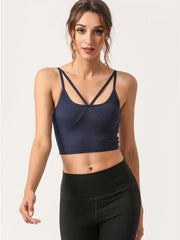 Spaghetti Strap Breathable Yoga Camisole With Breast Pad Mssza