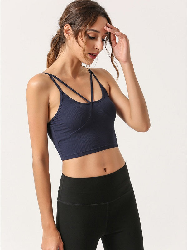 Spaghetti Strap Breathable Yoga Camisole With Breast Pad Mssza