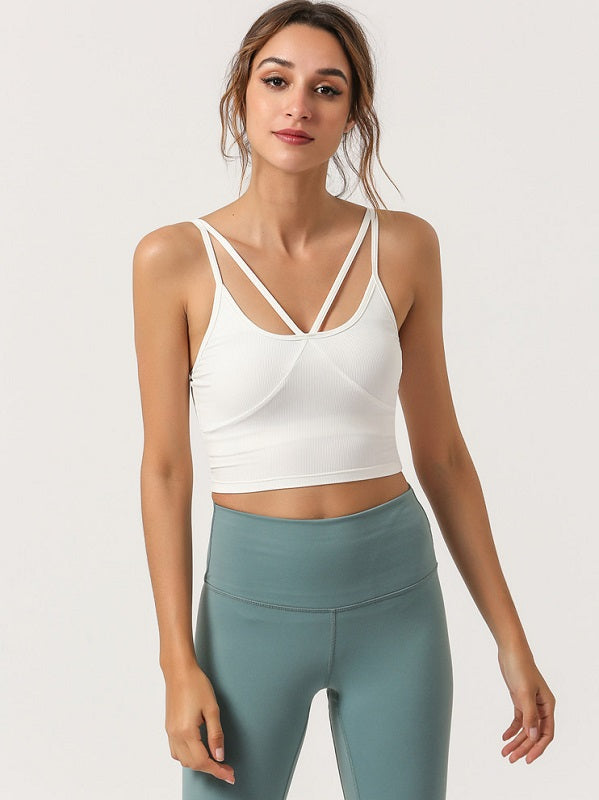 Spaghetti Strap Breathable Yoga Camisole With Breast Pad Mssza
