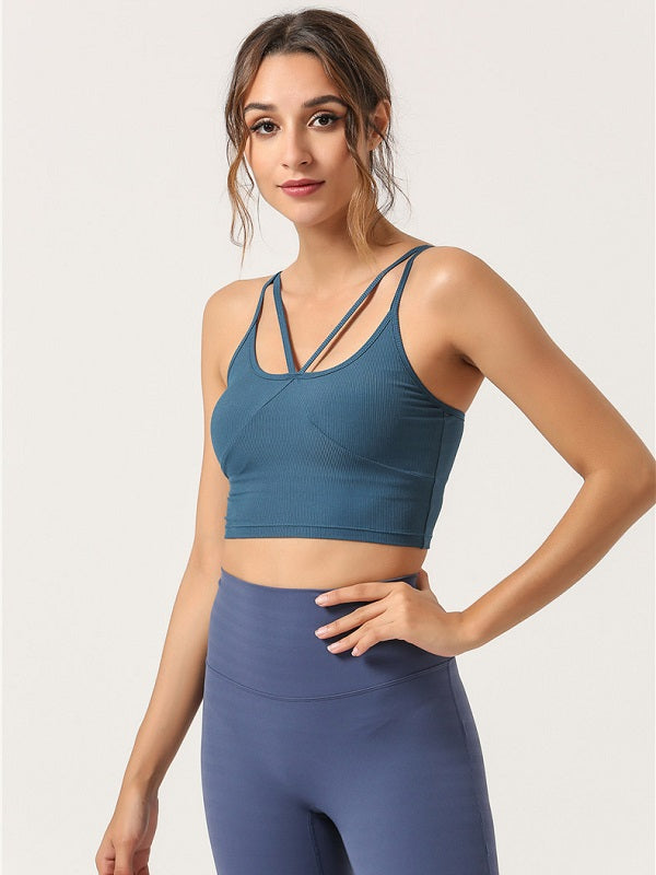 Spaghetti Strap Breathable Yoga Camisole With Breast Pad Mssza