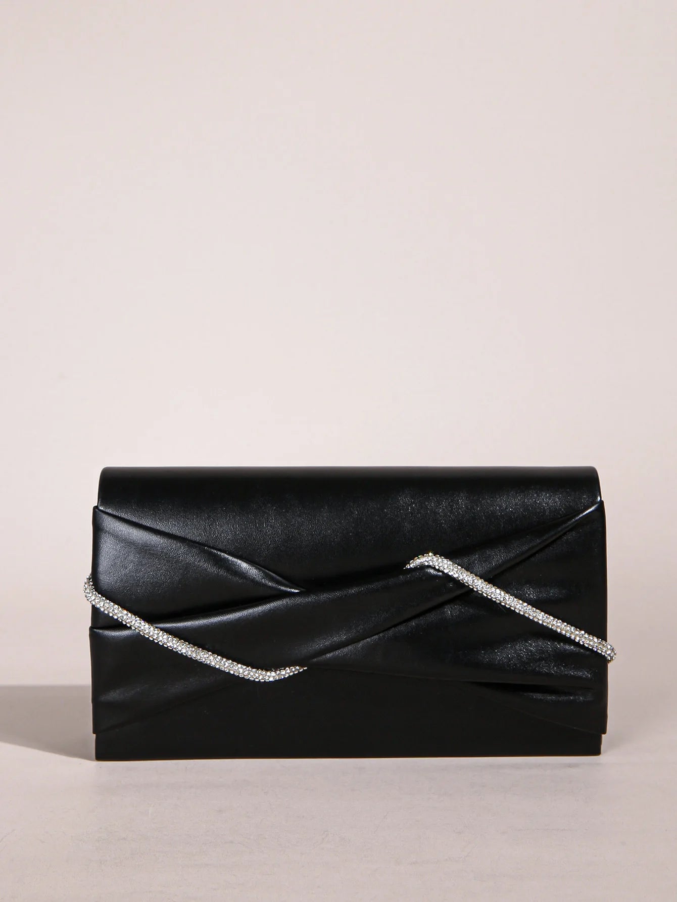 Sparkling Crystal Rope Ruched Glitter Envelope Hand Clutch Bag Mssza