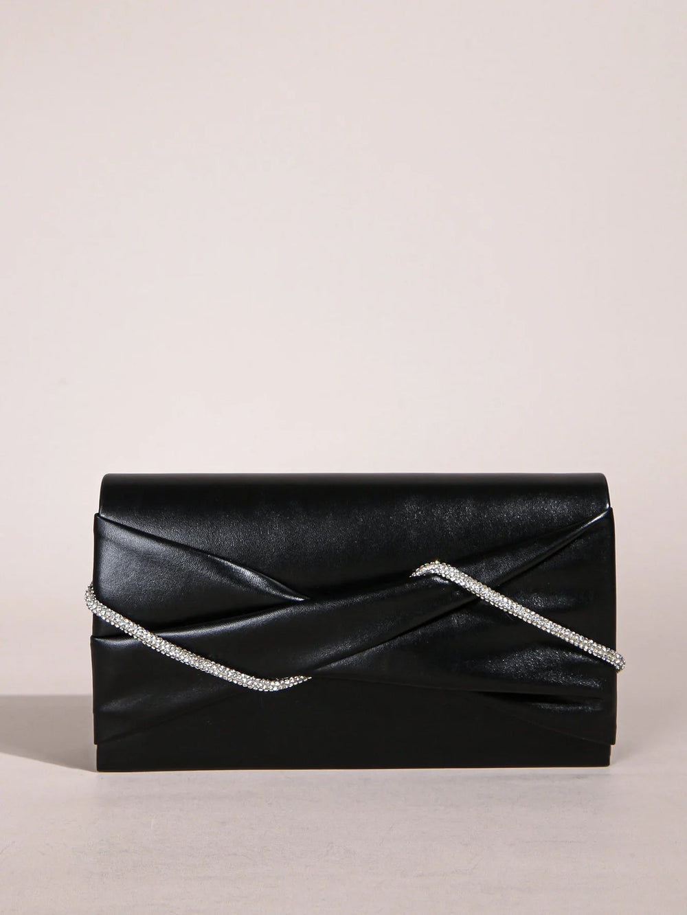 Sparkling Crystal Rope Ruched Glitter Envelope Hand Clutch Bag Mssza