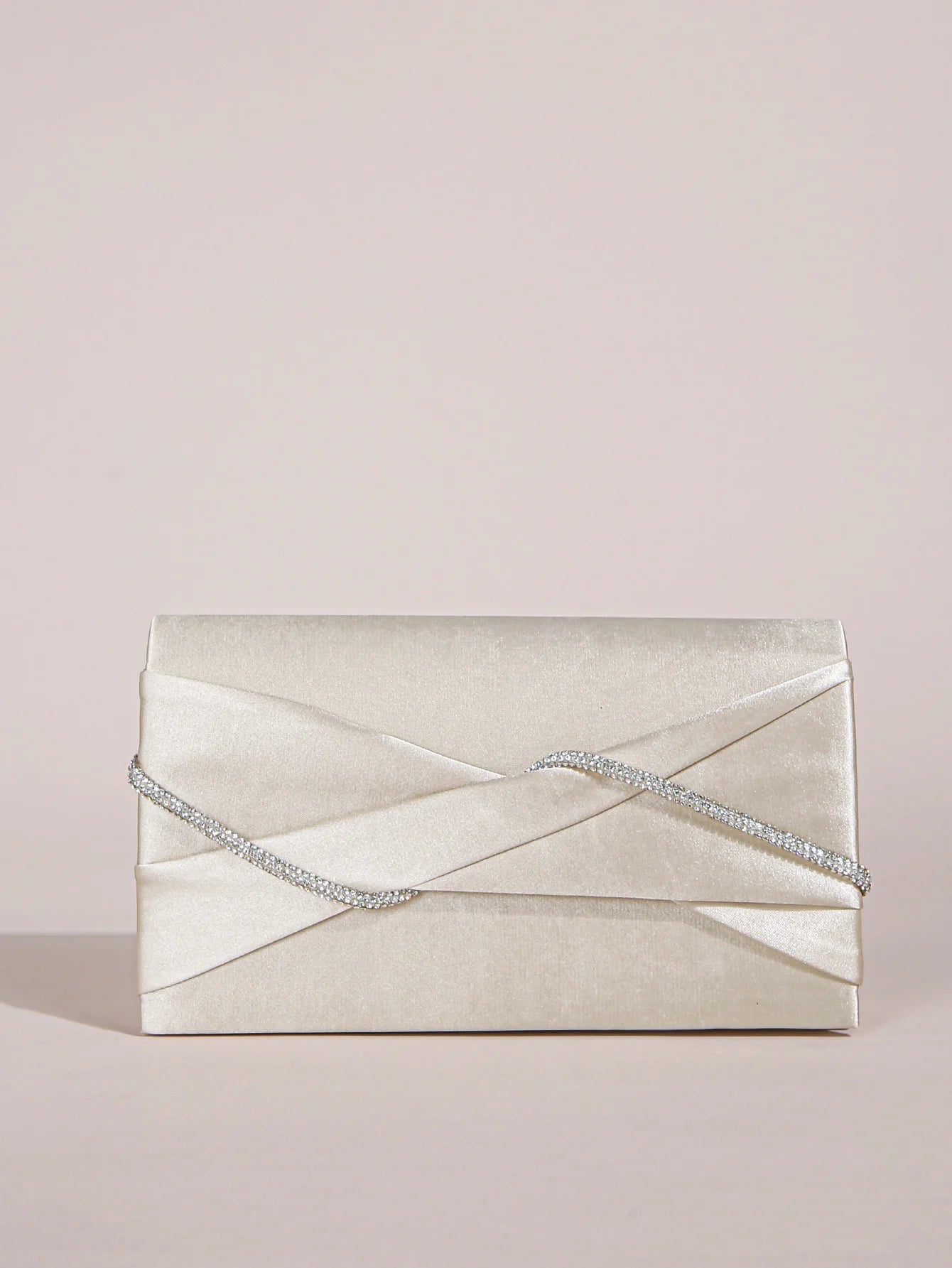 Sparkling Crystal Rope Ruched Glitter Envelope Hand Clutch Bag Mssza