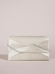 Sparkling Crystal Rope Ruched Glitter Envelope Hand Clutch Bag Mssza