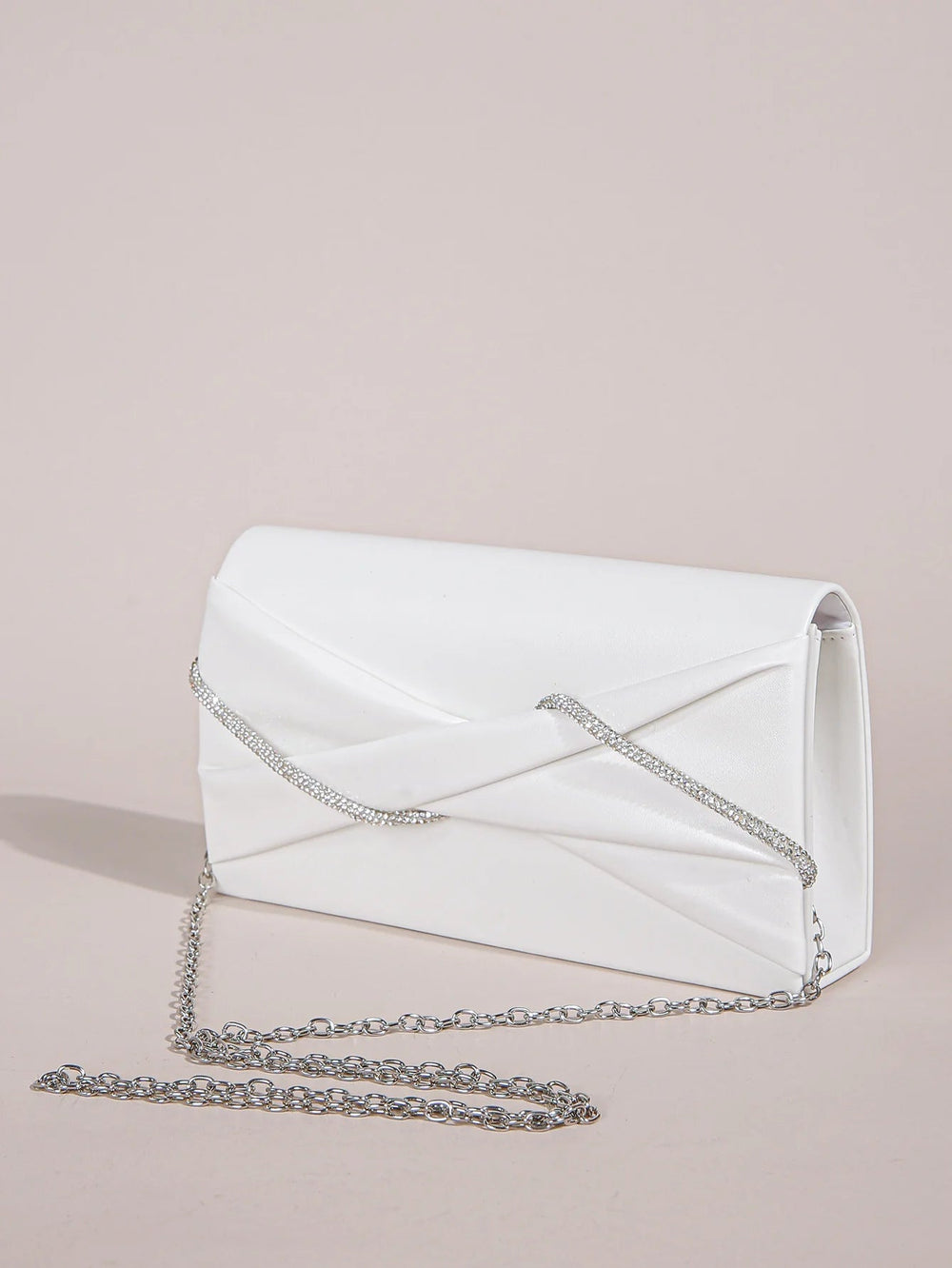 Sparkling Crystal Rope Ruched Glitter Envelope Hand Clutch Bag Mssza