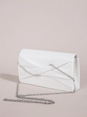 Sparkling Crystal Rope Ruched Glitter Envelope Hand Clutch Bag Mssza