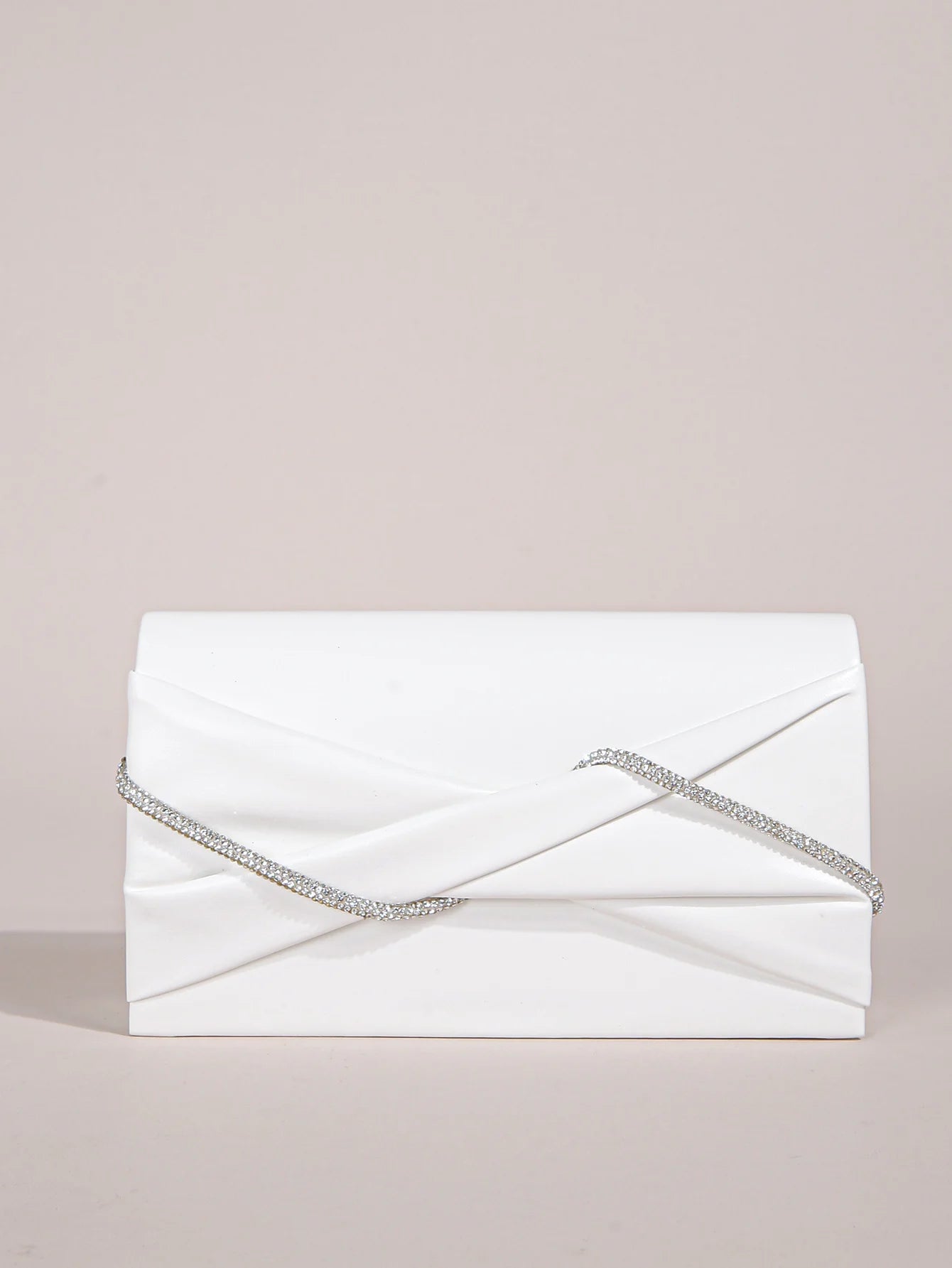 Sparkling Crystal Rope Ruched Glitter Envelope Hand Clutch Bag Mssza