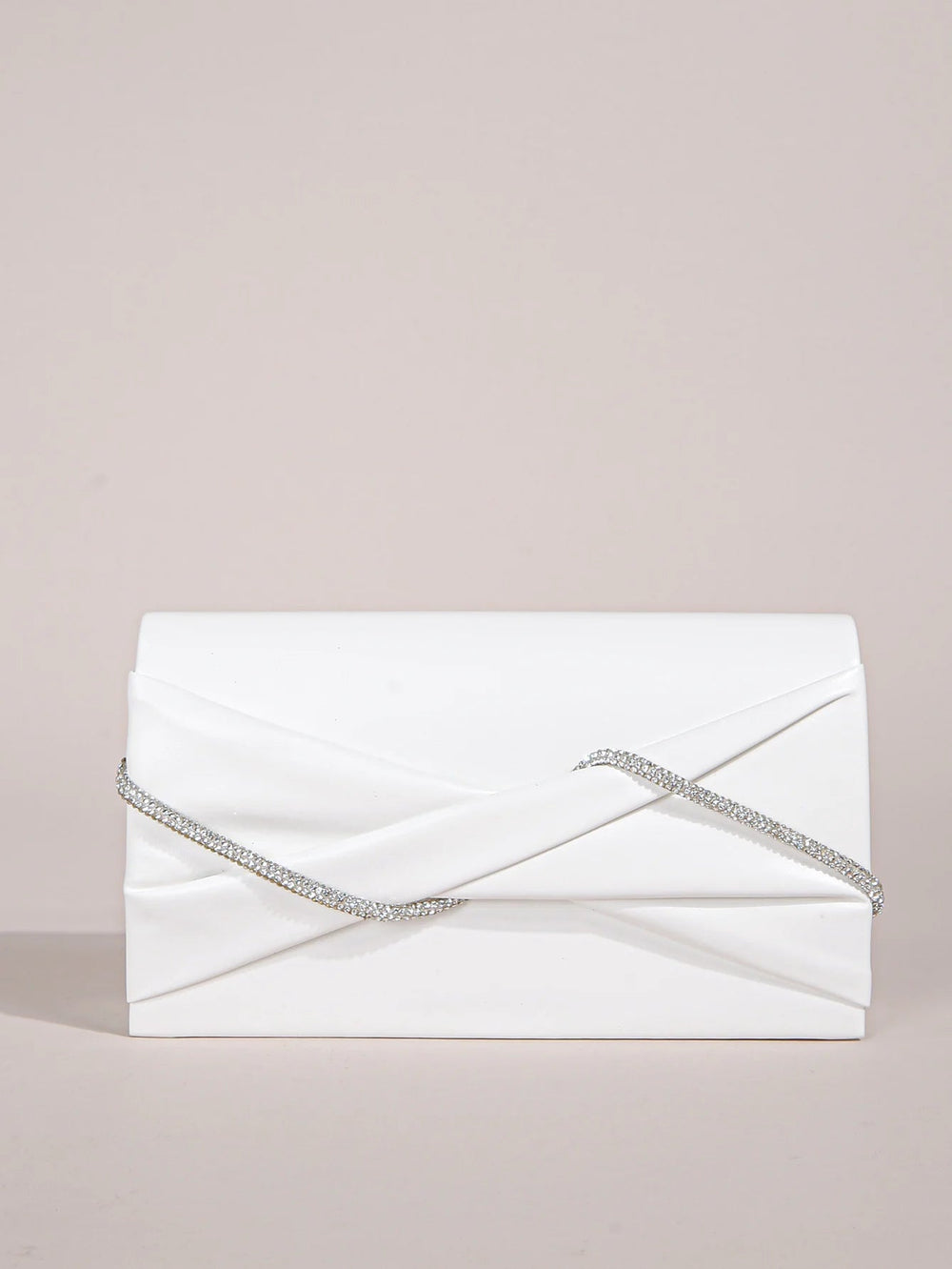 Sparkling Crystal Rope Ruched Glitter Envelope Hand Clutch Bag Mssza