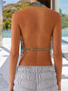 Sparkly Sequined Backless Halter Off Shoulder Backless Mini Tank Tops Mssza