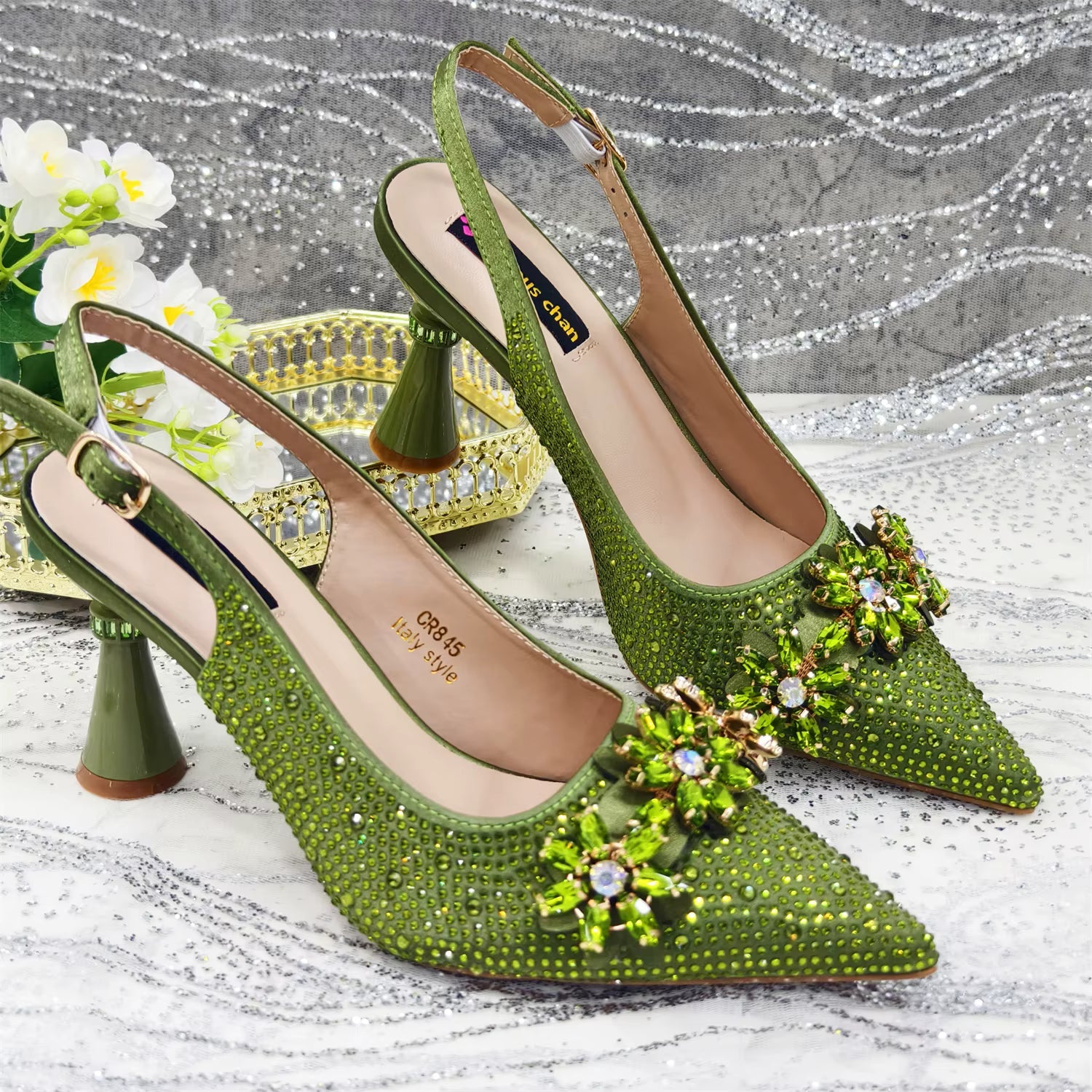 Special Design Pointy Toe Party High Heels And Exquisite Clutch Bag Mssza