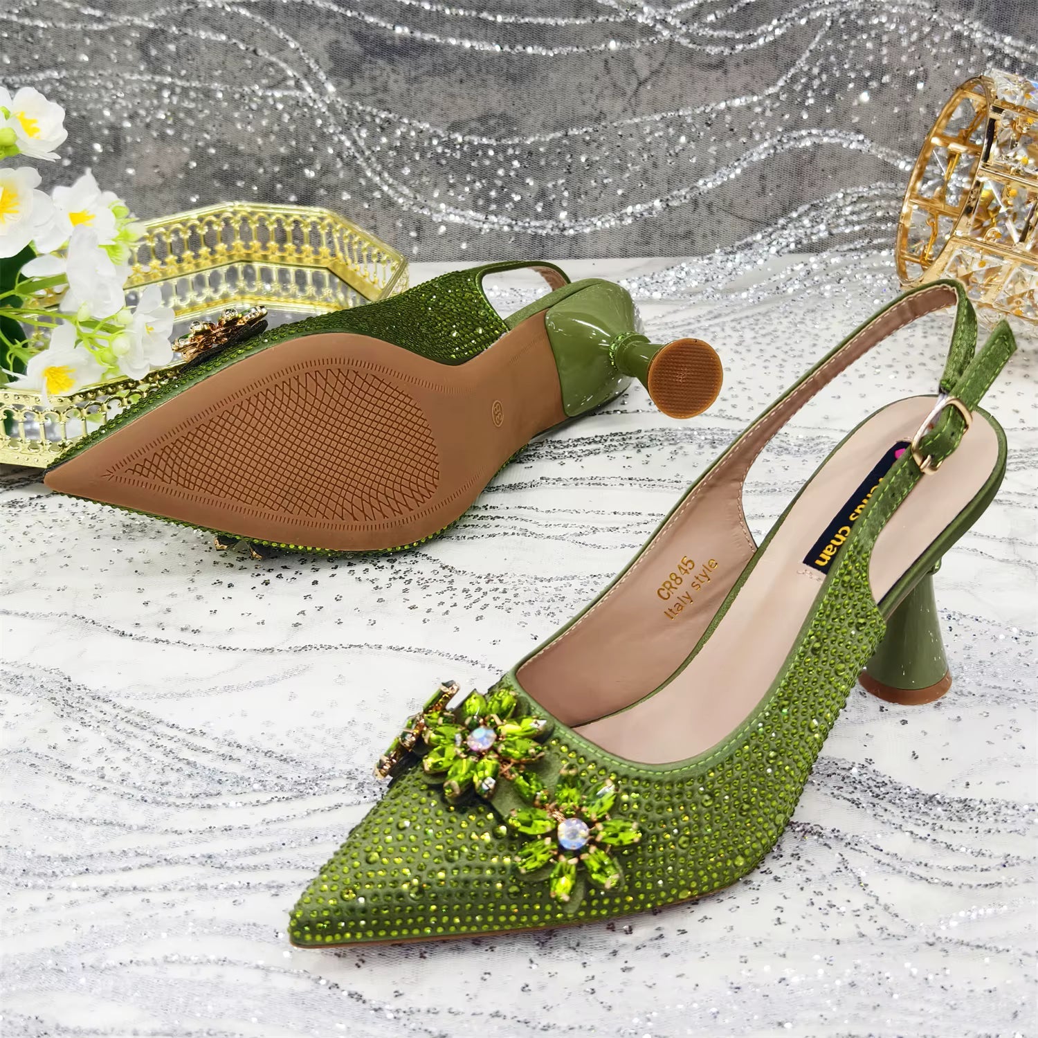 Special Design Pointy Toe Party High Heels And Exquisite Clutch Bag Mssza