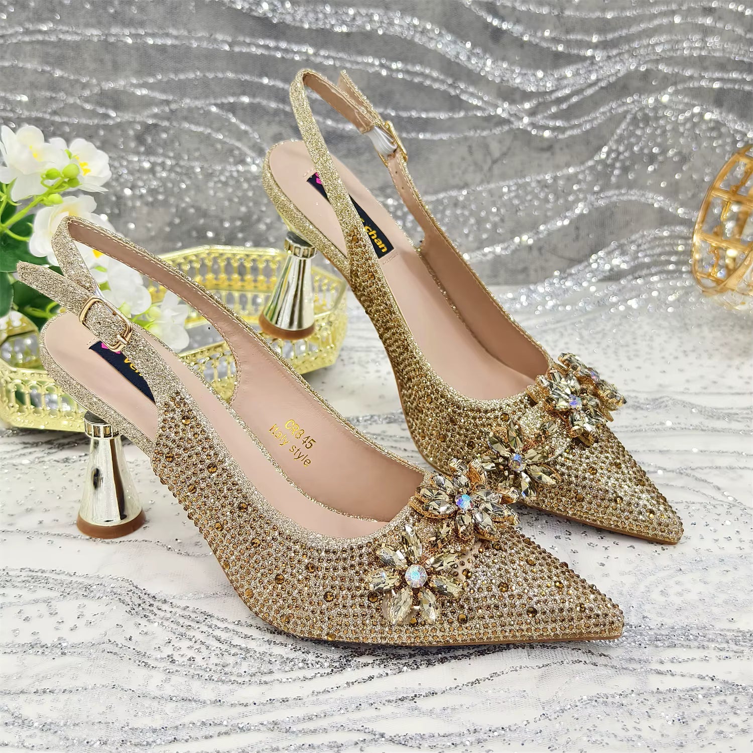 Special Design Pointy Toe Party High Heels And Exquisite Clutch Bag Mssza