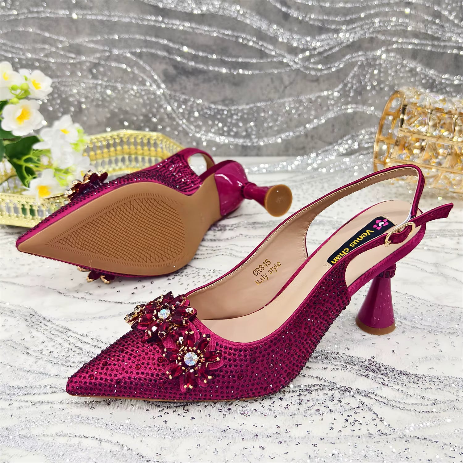 Special Design Pointy Toe Party High Heels And Exquisite Clutch Bag Mssza
