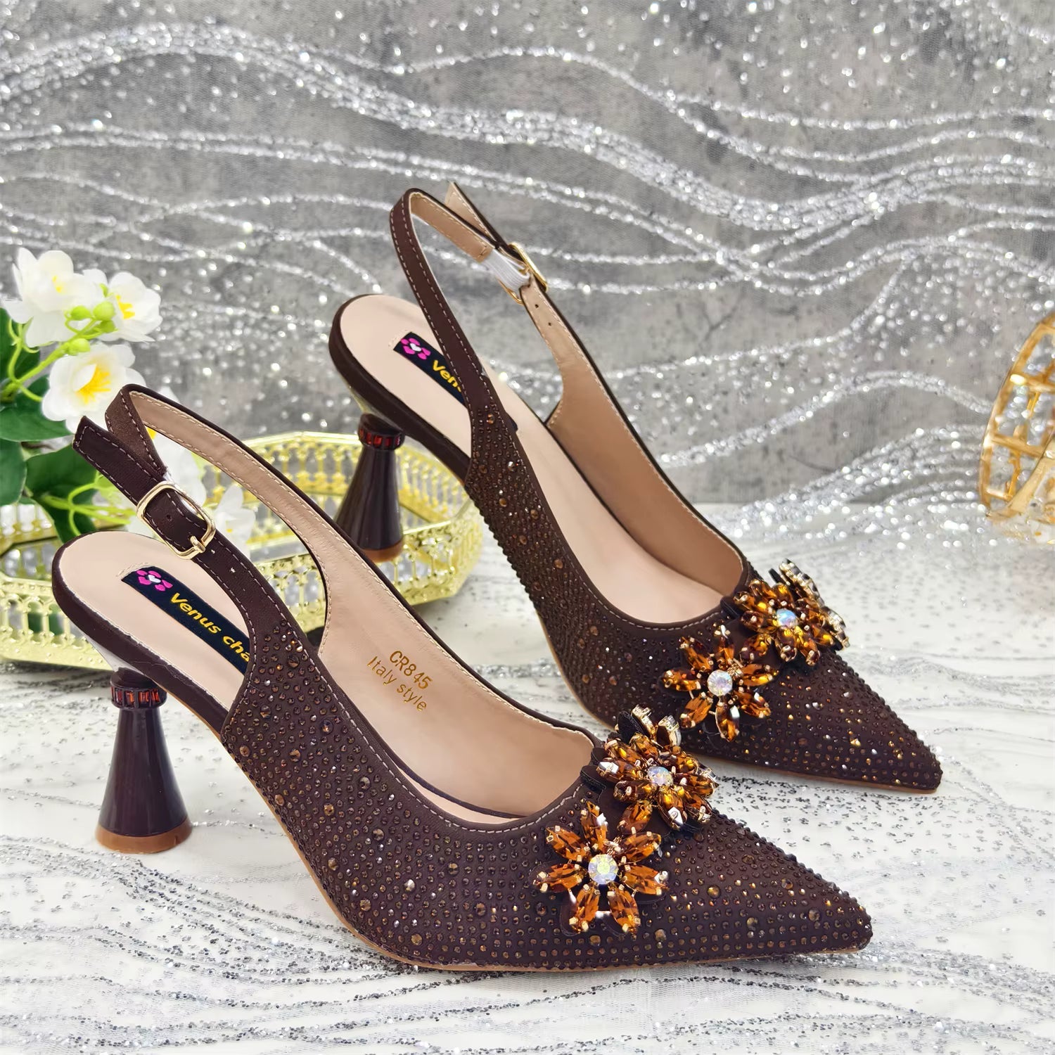 Special Design Pointy Toe Party High Heels And Exquisite Clutch Bag Mssza