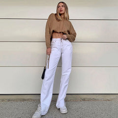 Splice Hem Straight Leg Baggy High Waist Cargo Pants Mssza