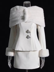Spliced Diamonds Slash Collar Top High Waist Skirt Two Piece Set Mssza