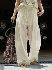 Spliced Fold Folded High Waist Loose Temperament Basics Trousers Pant Mssza