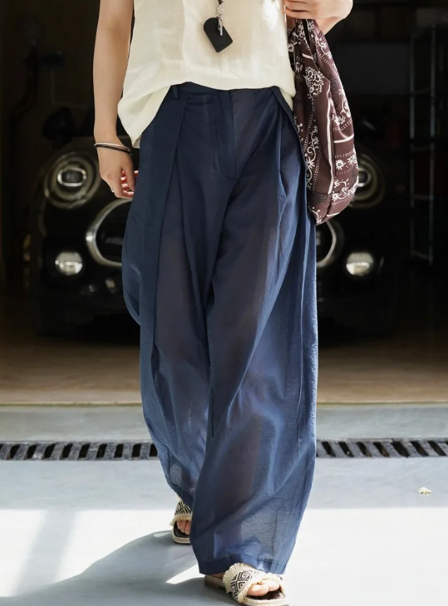 Spliced Fold Folded High Waist Loose Temperament Basics Trousers Pant Mssza