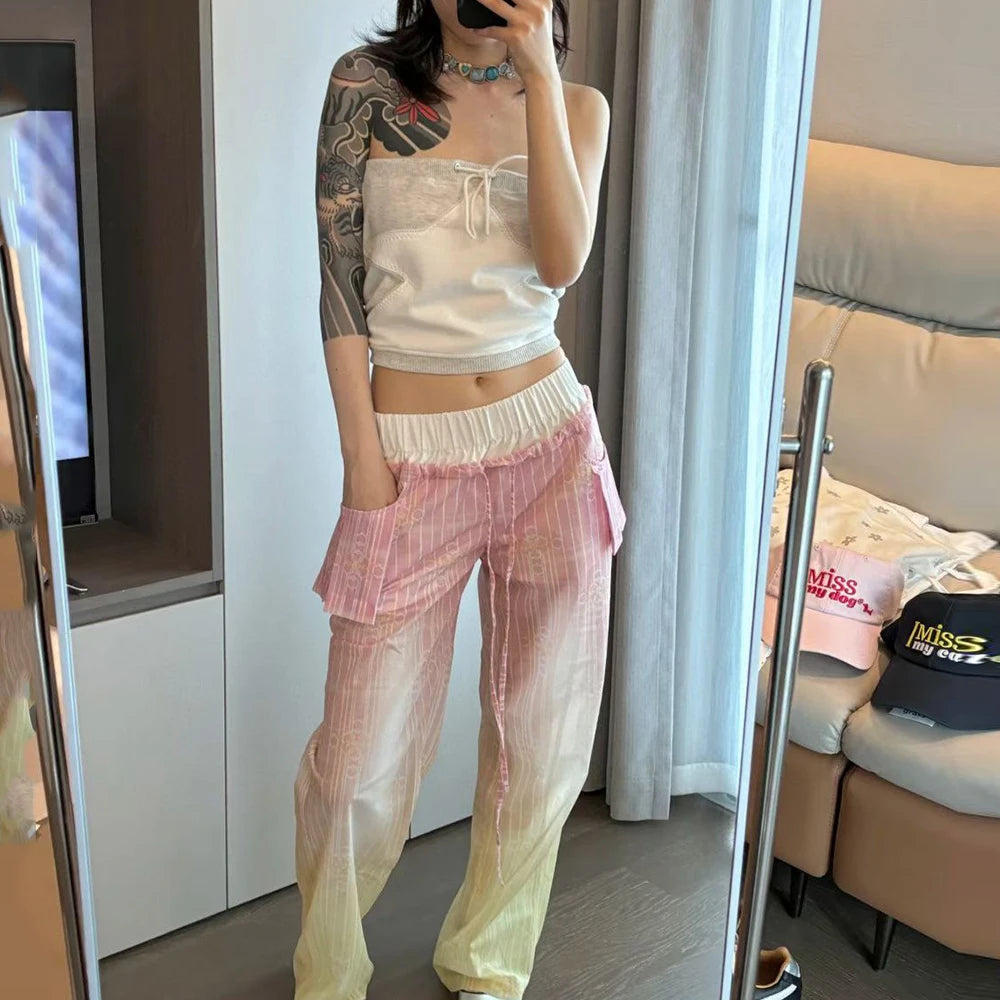 Spliced Pocket High Waist Slimming Temperament Basics Pants Mssza