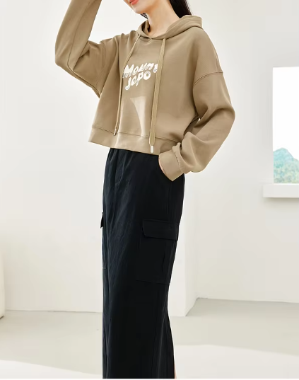 Split A-Line solid Casual Elastic Waist Cargo Elegant Midi Skirts Mssza