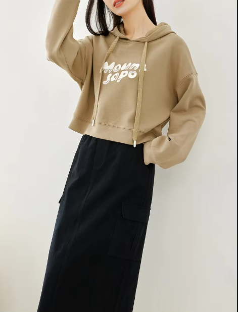 Split A-Line solid Casual Elastic Waist Cargo Elegant Midi Skirts Mssza